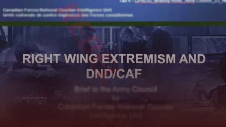 Canadian Forces presentation classifies pro-lifers as “right wing extremists”