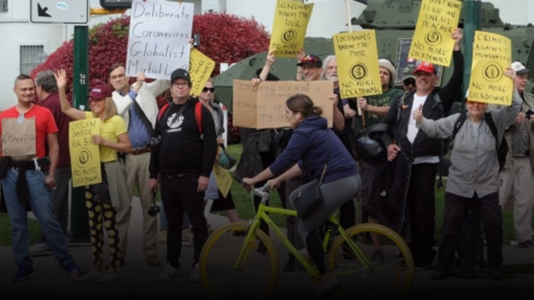 Dozens take part in Vancouver protest against lockdown measures