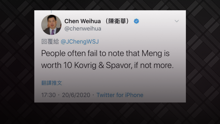 Journalist for China-owned paper says Huawei CFO is worth 10 imprisoned Canadians