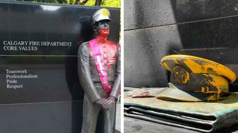 Calgary memorial to police and firefighters vandalized