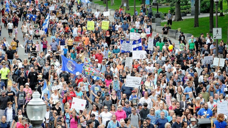 Anti-mask protest rocks Quebec