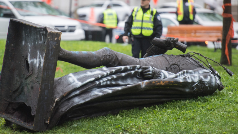 Politicians react to toppling of Sir John A Macdonald statue in Montreal