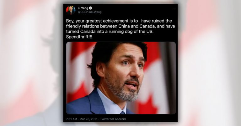 Chinese consul-general calls Trudeau “running dog” of the US