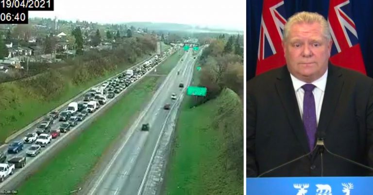 Ford’s police checkpoints cause massive traffic jams along Quebec border