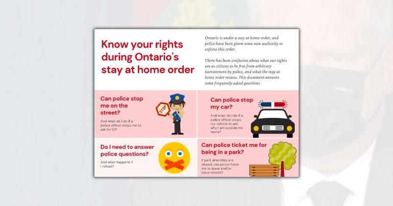 Constitutional group releases “Know Your Rights” guide for Ontarians under lockdown