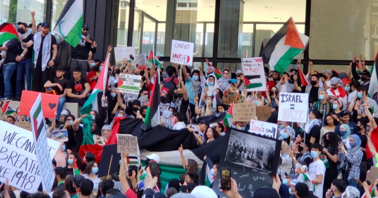 Violence breaks out at pro-Palestine protest in Toronto