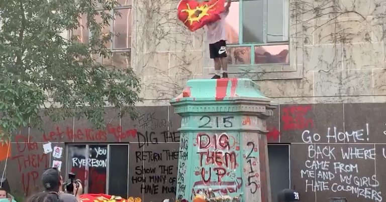 Statue of Egerton Ryerson toppled by protesters, won’t be replaced by university