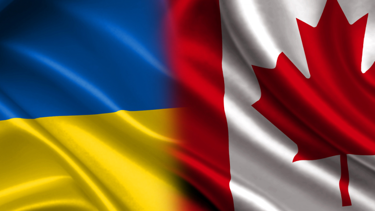 Out with the Canadian flag, in with the Ukrainian one
