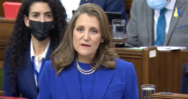 Freeland announces $56 billion in new spending in 2022 budget