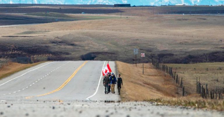 Canadian Forces veteran James Topp marches into Saskatchewan