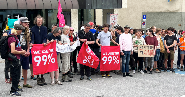 Climate protesters say WEF meeting is a “corporate Disneyland”