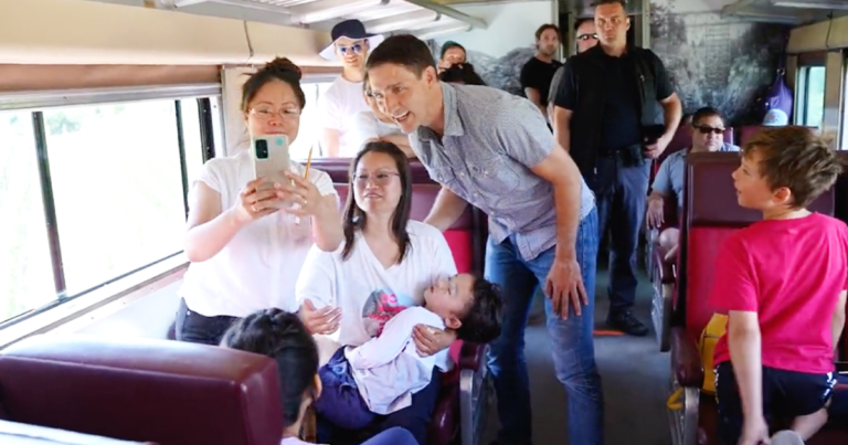 Trudeau seen maskless on BC train while enforcing mask mandate on commercial trains