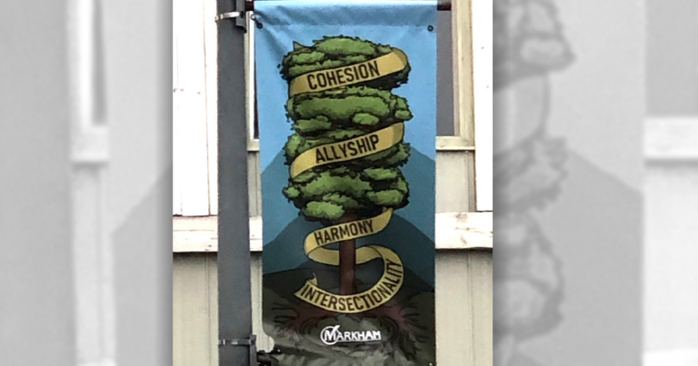 City of Markham banner cites “intersectionality” and other woke concepts