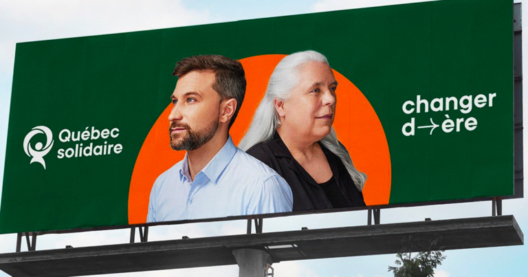 Graphic by left-wing Quebec party compared to communist propaganda