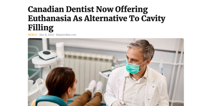 Babylon Bee mocks Canada’s scandalous euthanasia system