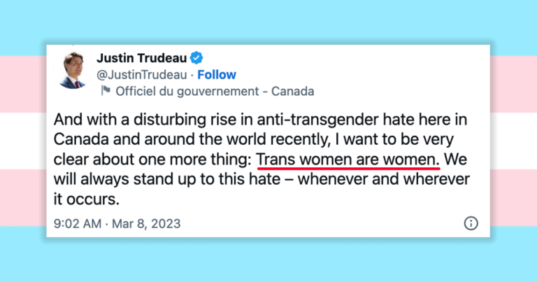 Twitter outrage over Trudeau “trans women are women” tweet