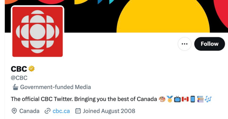 Twitter labels CBC’s account “Government-funded Media”