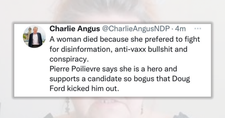 Charlie Angus deletes post about death of unvaccinated woman