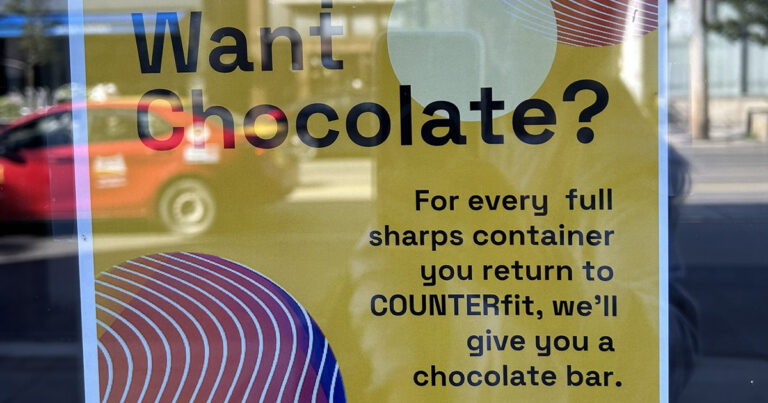 Toronto drug consumption site takes down poster offering chocolate for used needles