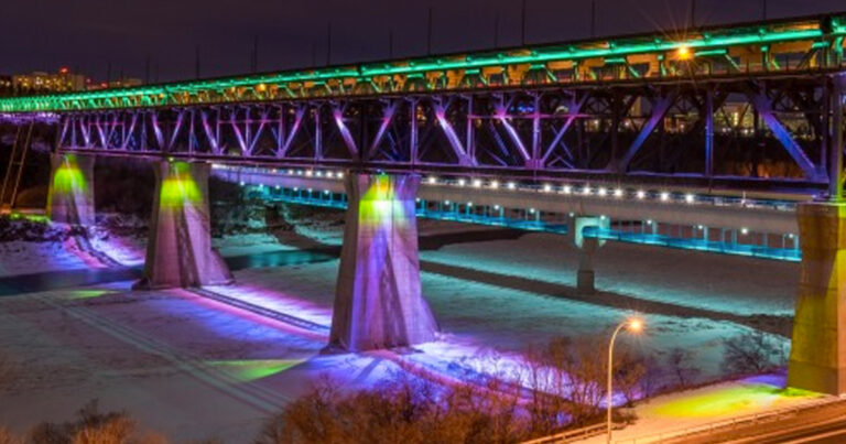 Raging debate over Edmonton’s High Level Bridge being lit up in Palestinian colours