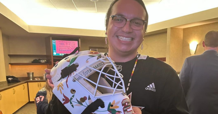 Cole Redhorse Taylor designed the mask for Fleury