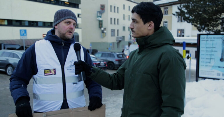 DZSURDZSA: Protesters arrive at WEF 2024