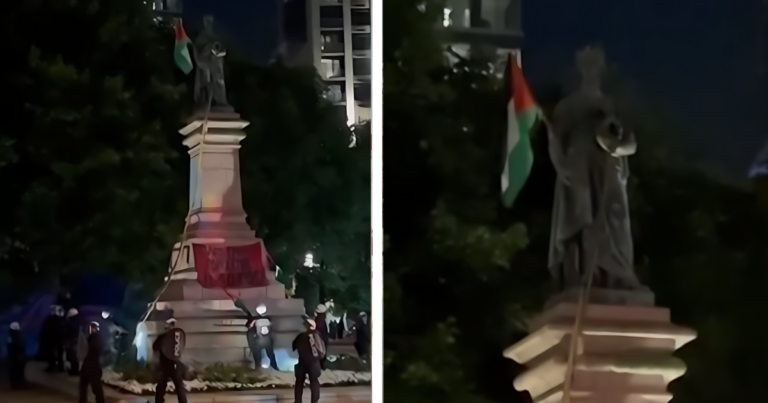 Montreal pro-Palestinian activists attempt to topple Queen Victoria statue 