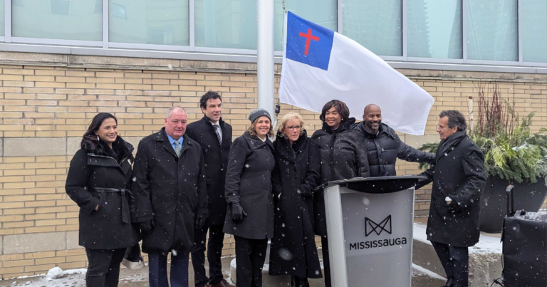 Mississauga raises Christian Heritage Month banner over the city for the first time